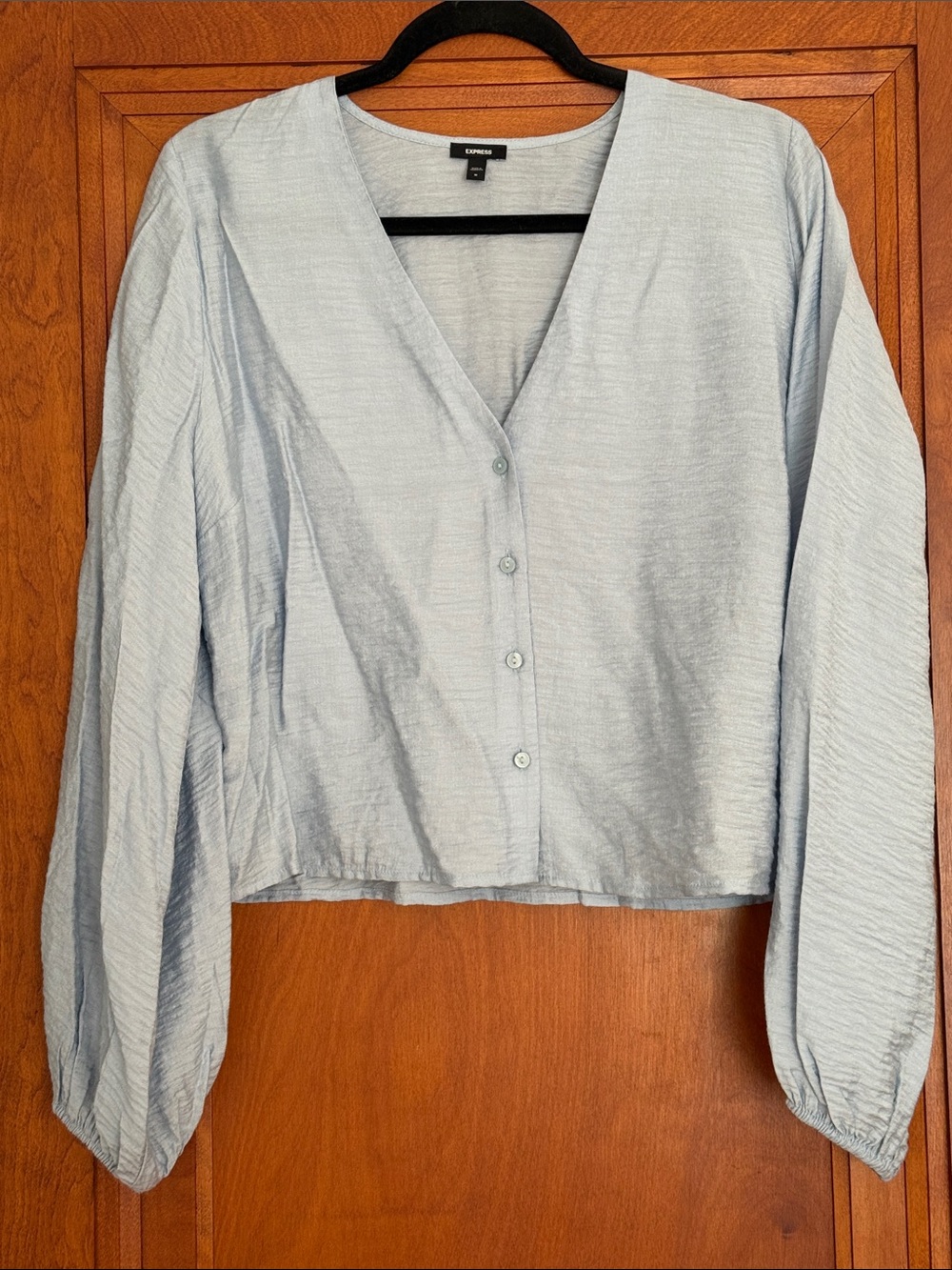 Express Textured Slub V Neck Long Sleeve Shirt